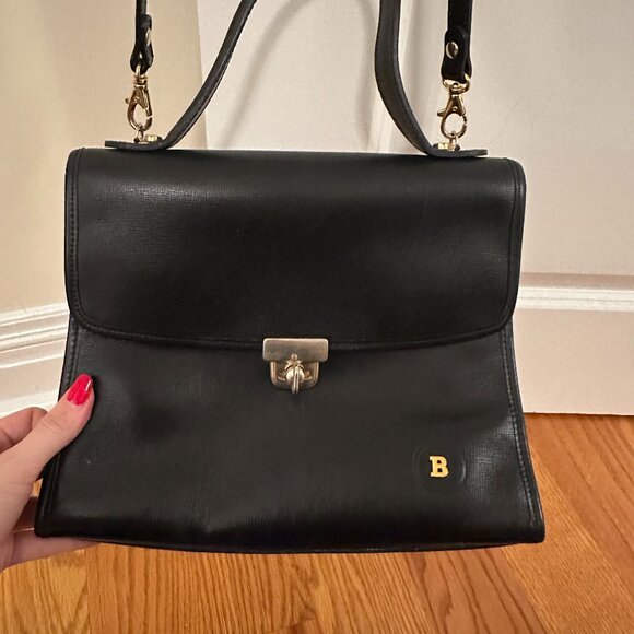 Vintage Bally Black Leather Ladylike Handbag - Picture 1 of 8